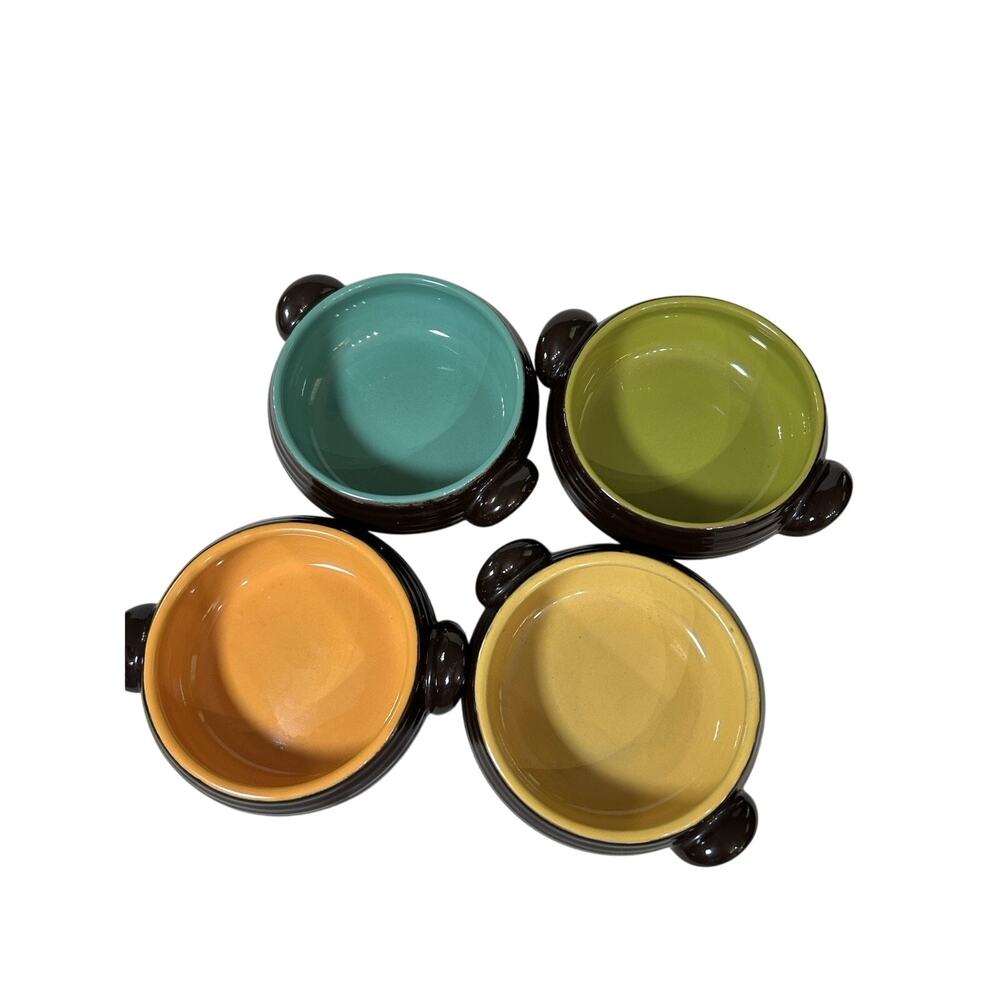 VTG Bobby Flay Plancha Soup Chili Stew‎ Stoneware Set Of 4 Bowls w/Handle 5" D